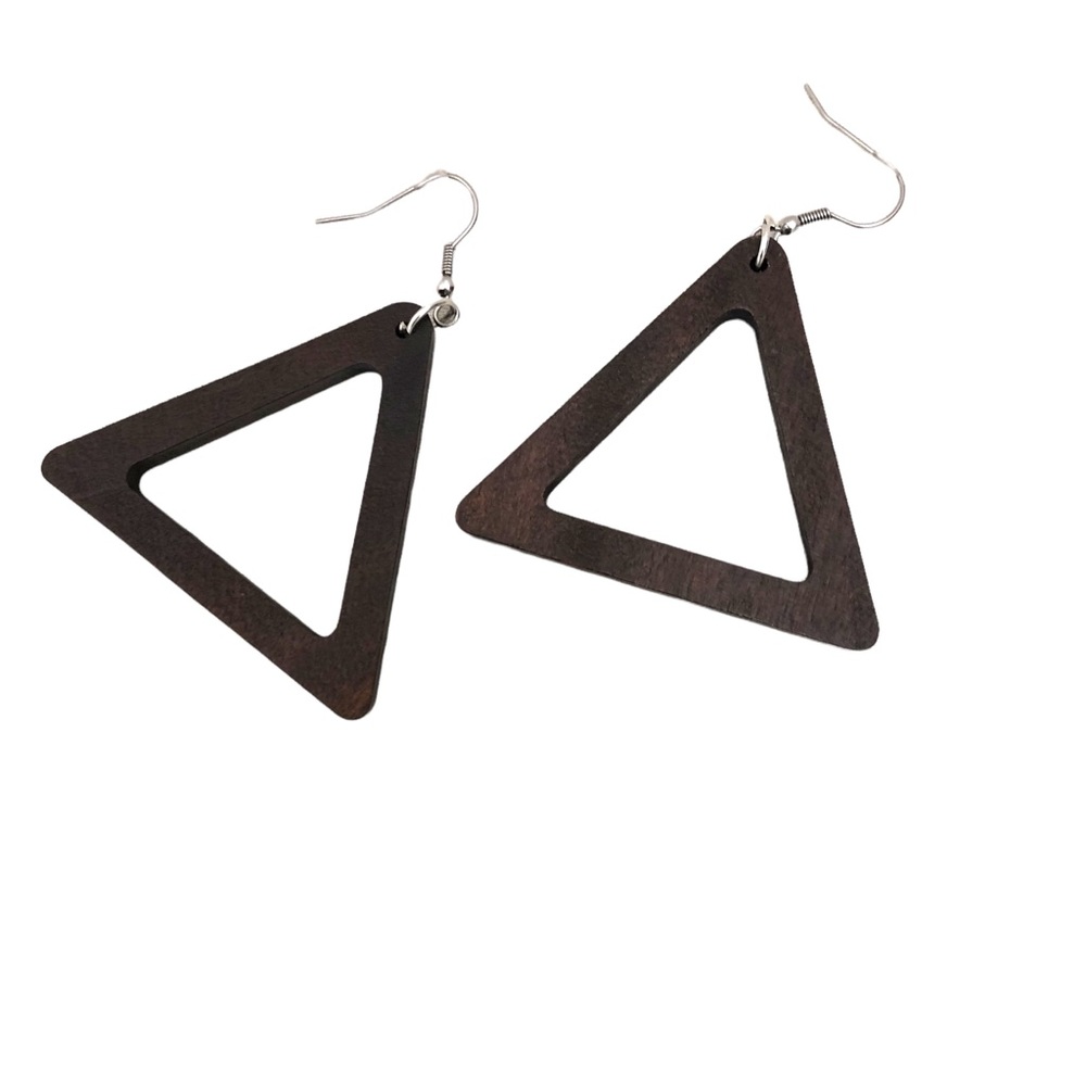 Fansilver African Natural Wooden Dangle Drop Earrings Women's Dark Brown
